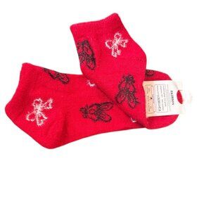 Festive Red Butterfly Print Socks for Kids – Cozy Winter Christmas Collection